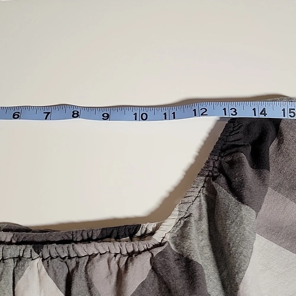 Who What Wear Mini Dress Off The Shoulder Buffalo Plaid Checkered Black White M - Picture 14 of 15